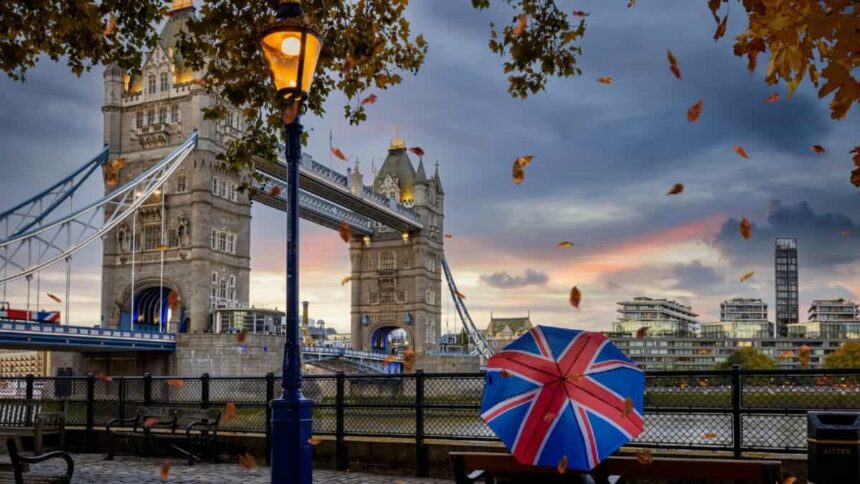 View of Tower Bridge in Autumn